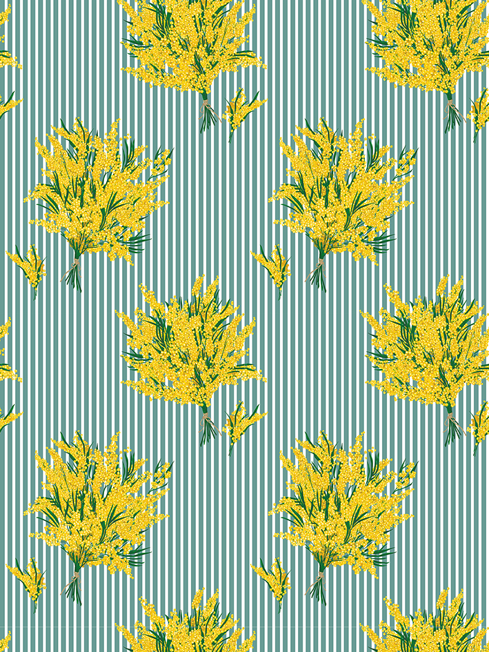 zoom colori MIMOSAS LARGE RAYURE bleu