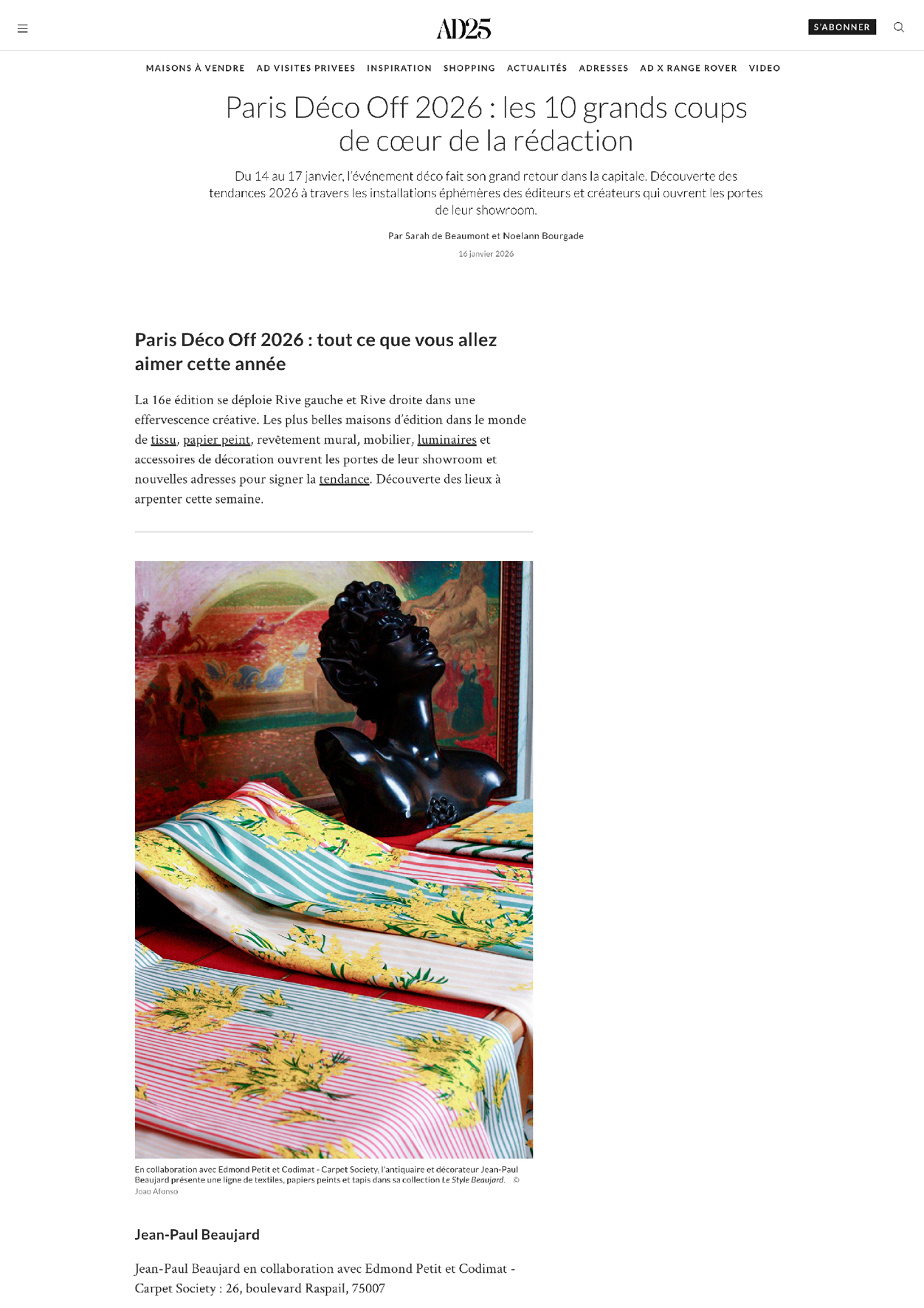 Article AD - Janvier 2026 - Le Style Beaujard chez EDMOND PETIT